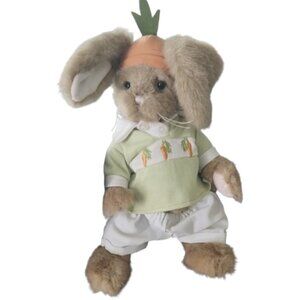 [Bearington Collection] Adorable Plush Boy Bunny with Carrot Outfit w/ stand